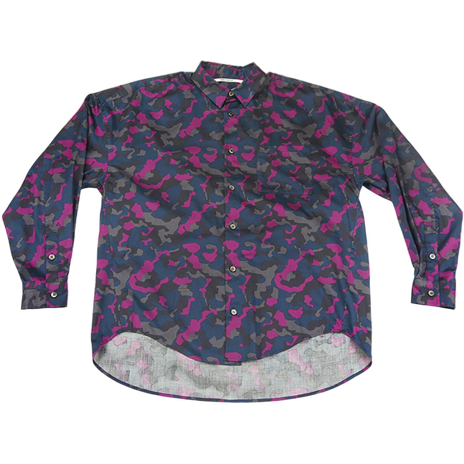 New Robert Geller Men's Camo Night Button Up Shirt In Pink/ Grey